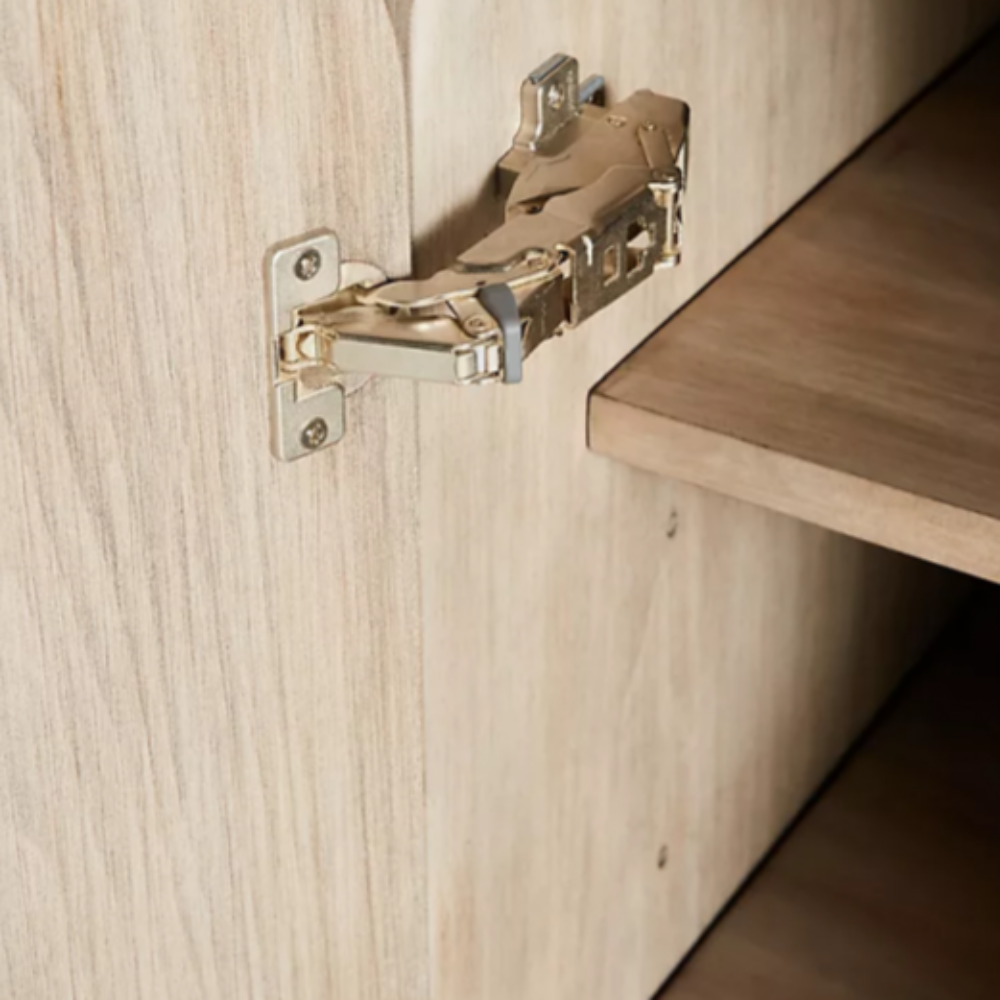 A wooden cabinet adorned with detailed floral carvings and a calming fox motif
