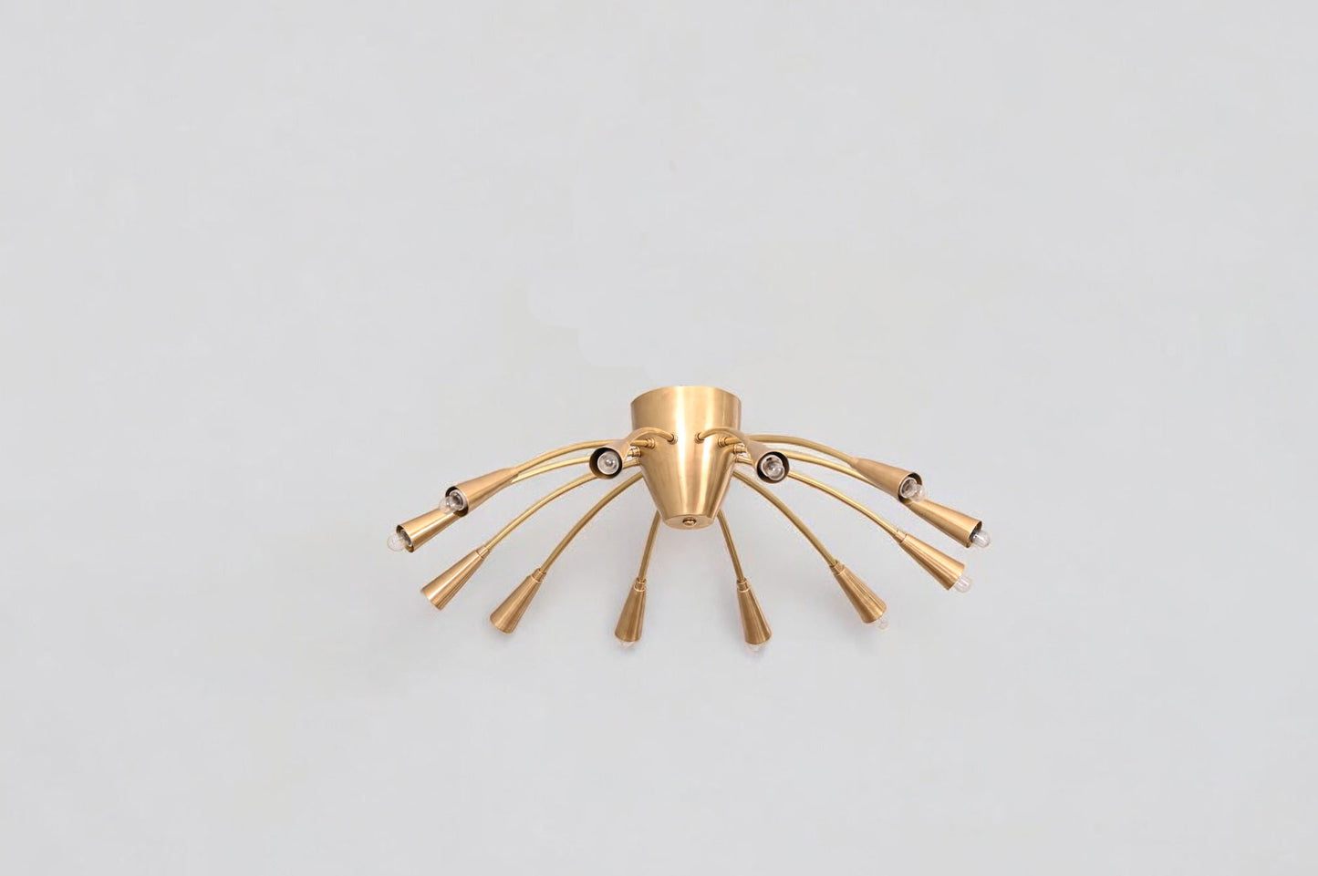 Large 12-Light Brass Mid-Century Sputnik Flush Mount