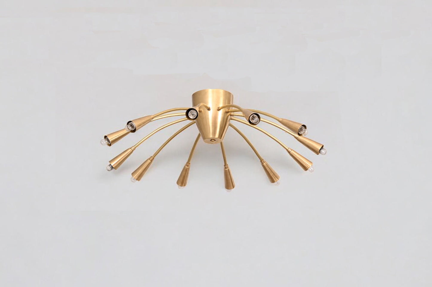Large 12-Light Brass Mid-Century Sputnik Flush Mount