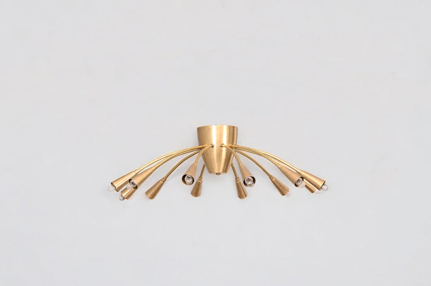 Large 12-Light Brass Mid-Century Sputnik Flush Mount