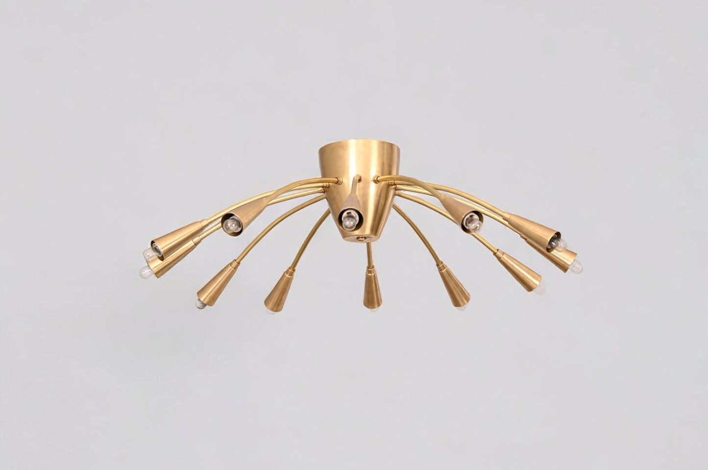 Large 12-Light Brass Mid-Century Sputnik Flush Mount