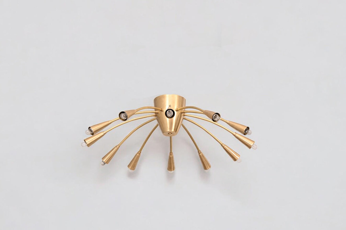 Large 12-Light Brass Mid-Century Sputnik Flush Mount