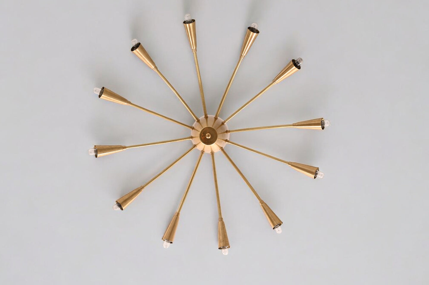 Large 12-Light Brass Mid-Century Sputnik Flush Mount