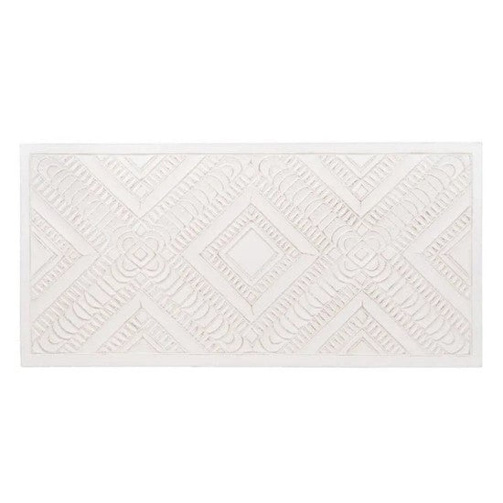 Mandala Bohemian Handmade Headboard - White Rectangular, Wall Mounted bedhead by Crafted Fashions