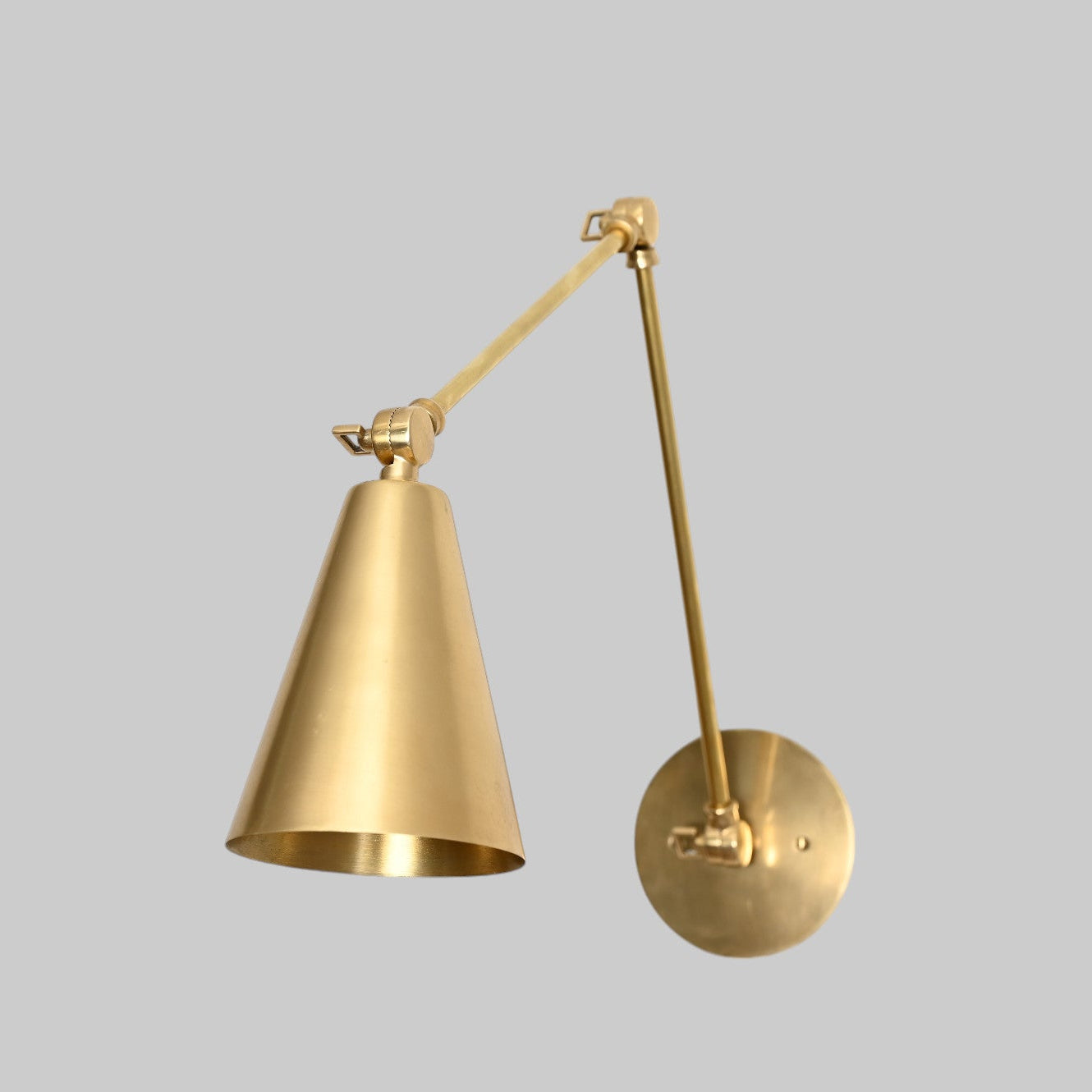 Mid-Century Modern Brass Wall Sconce – 1-Light Cone Wall Fixture in Raw Brass for Bedroom, Hallway & Living Room Lighting