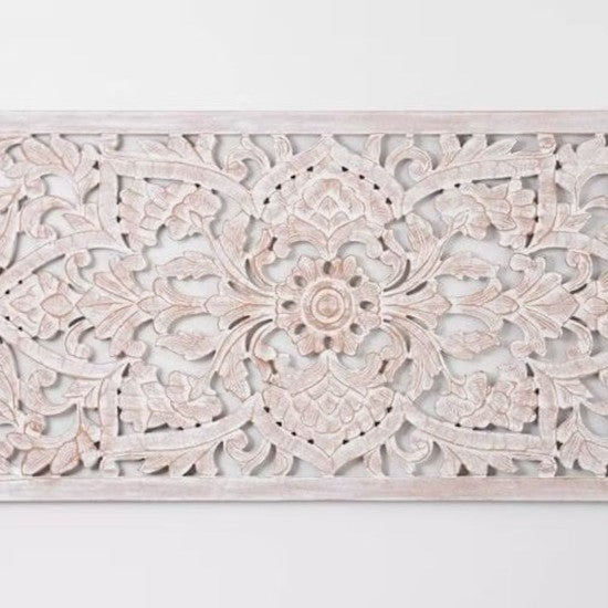 Mandala Bohemian Handmade Headboard - White Rectangular, Wall Mounted bedhead by Crafted Fashions