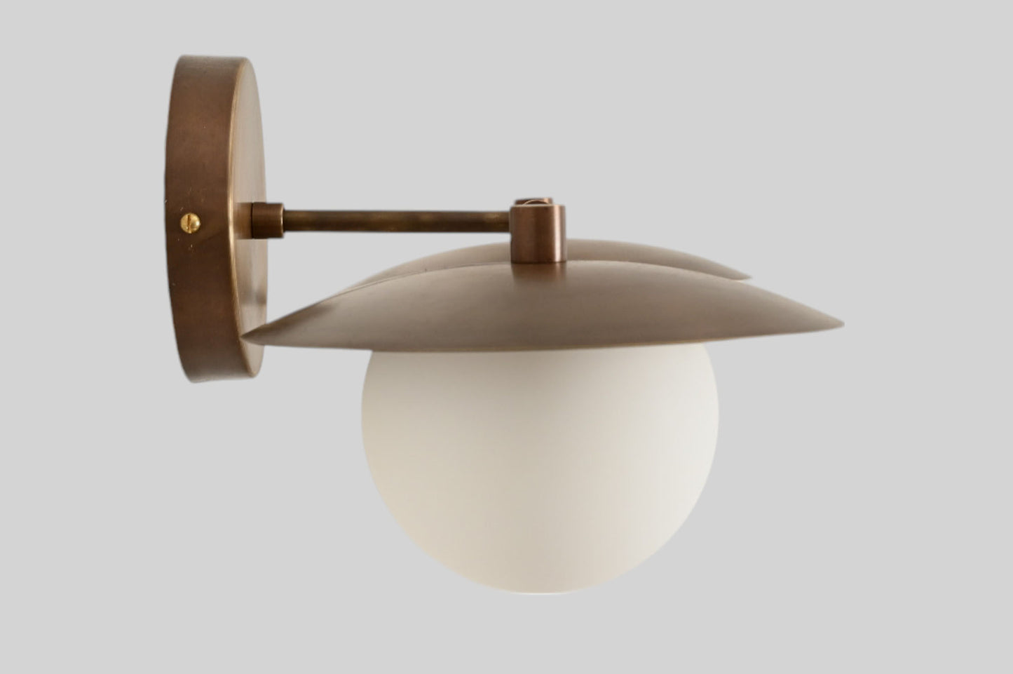 Mid-Century Double Globe Wall Sconce: Brass with opal glass, timeless vintage charm