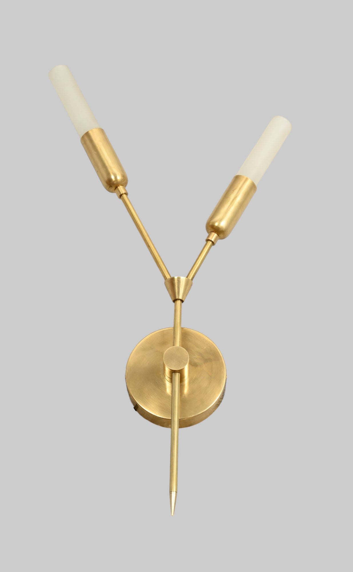 2 Glass Tube Wall Sconce - Vintage raw brass lights