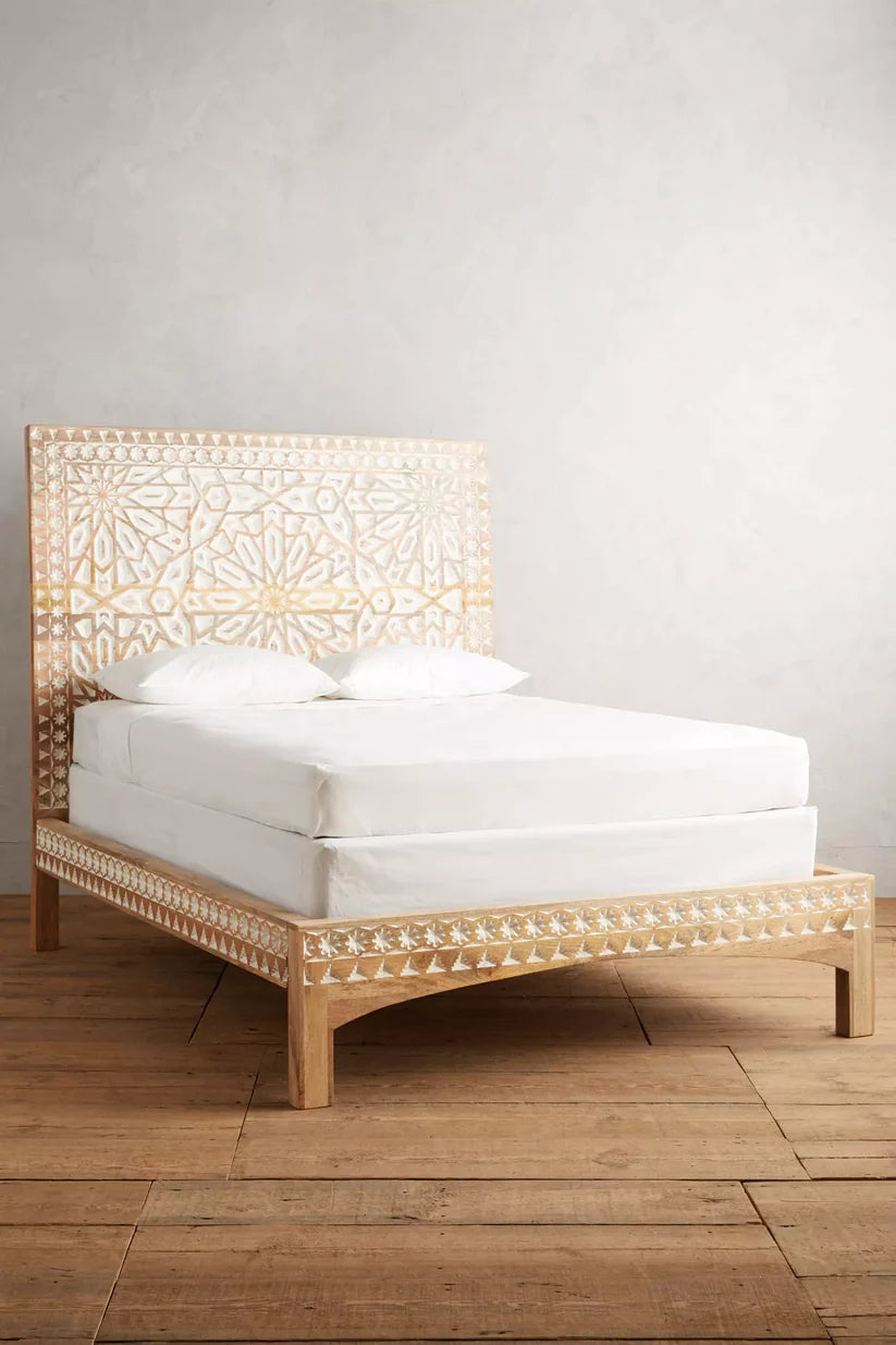 Bed Frame Room-anchoring Piece Carving Traditional Styles Handcrafted