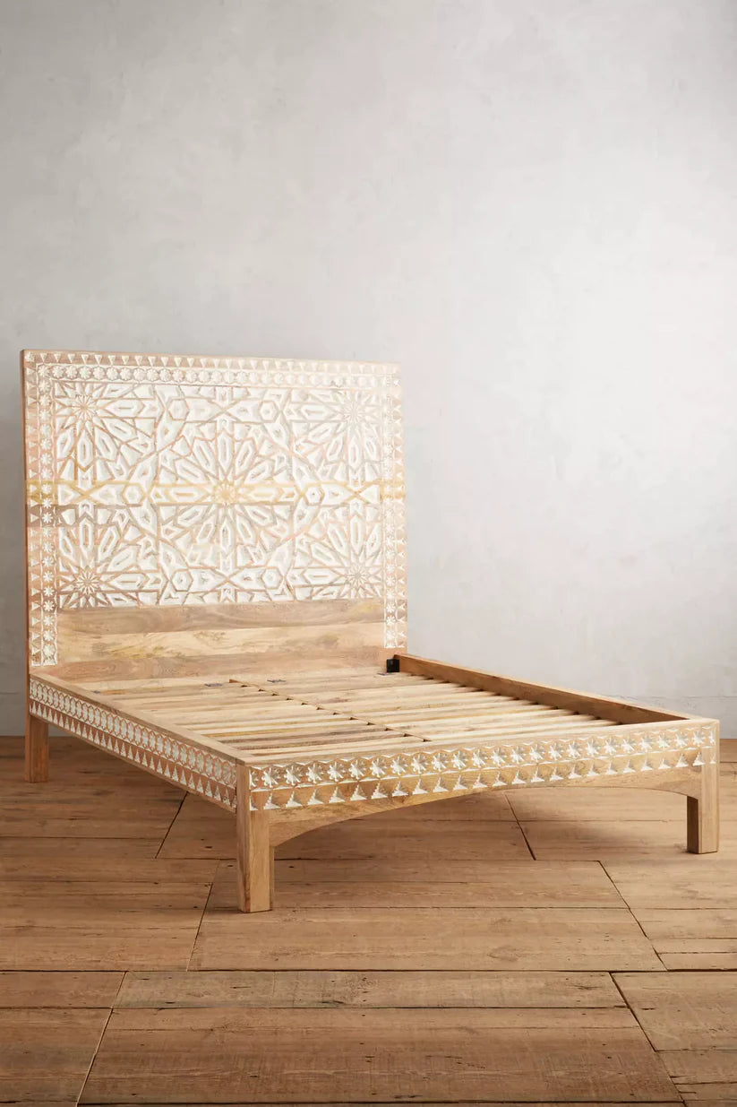 Bed Frame Room-anchoring Piece Carving Traditional Styles Handcrafted
