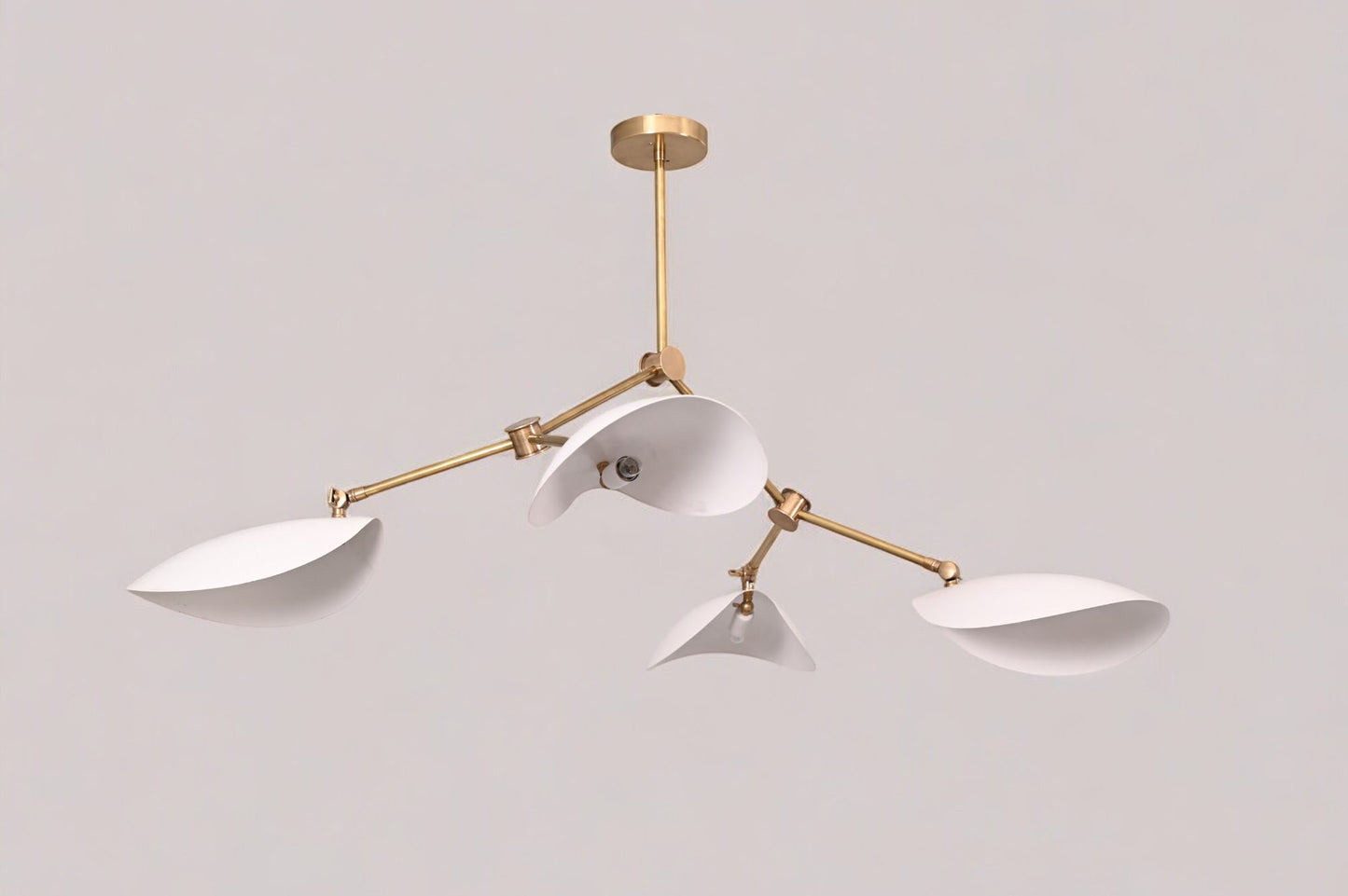 Stilnovo Four-Arm Chandelier with Curved Disk Shades