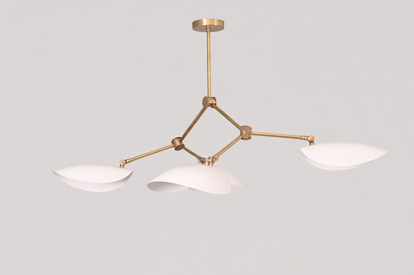 Stilnovo Four-Arm Chandelier with Curved Disk Shades