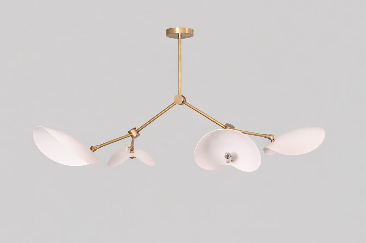 Stilnovo Four-Arm Chandelier with Curved Disk Shades