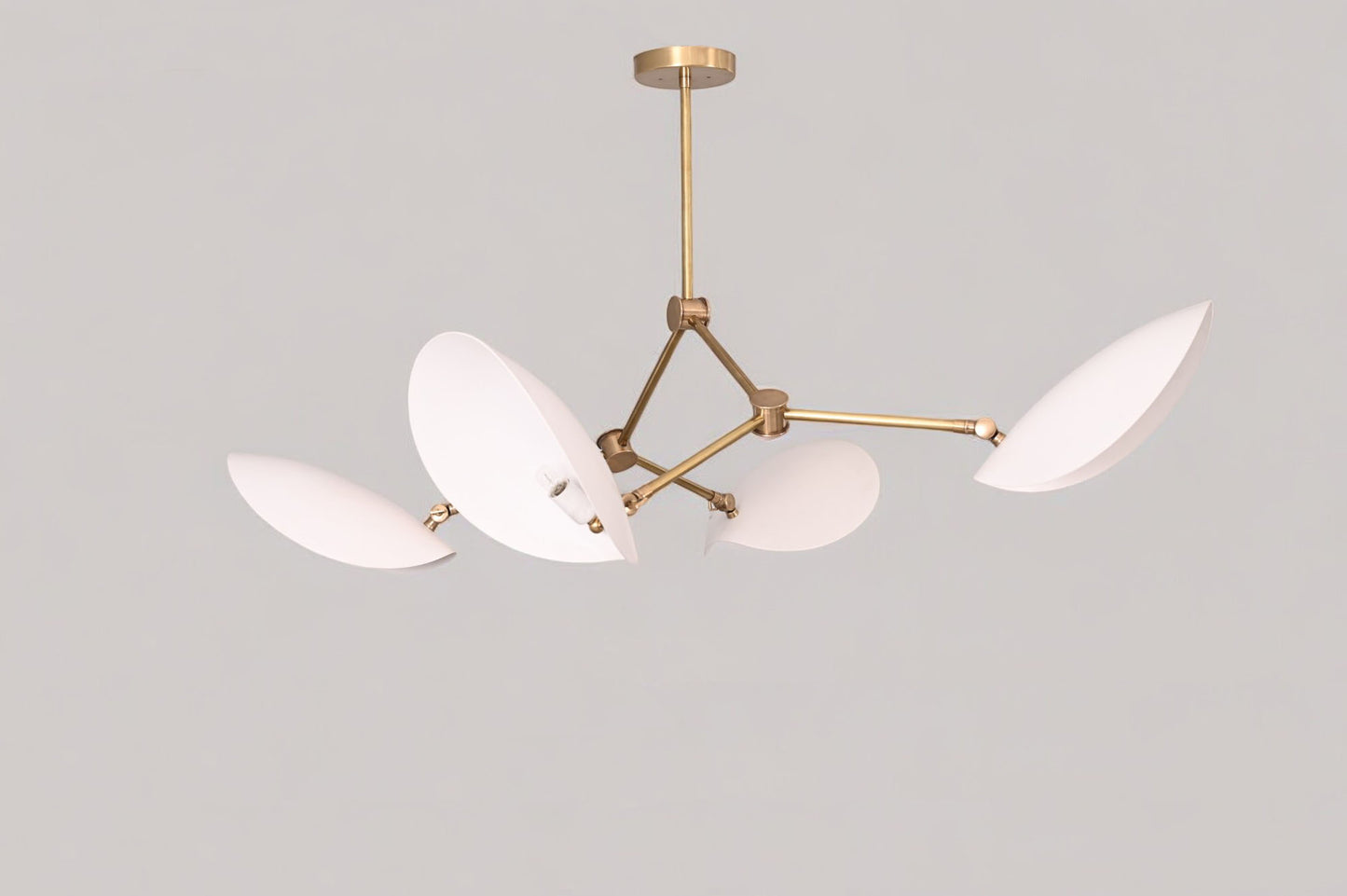 Stilnovo Four-Arm Chandelier with Curved Disk Shades