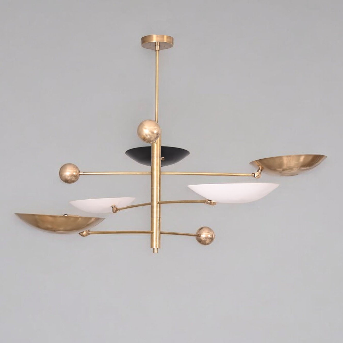 5-Light Mid-Century Brass Sputnik Pendant - Vintage Charm