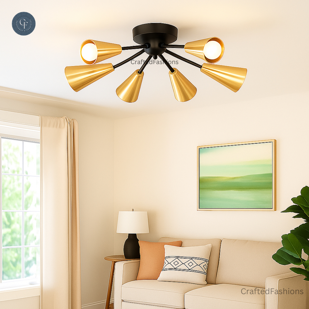 Illuminate your space with the 6 Arm Sputnik Chandelier—modern style