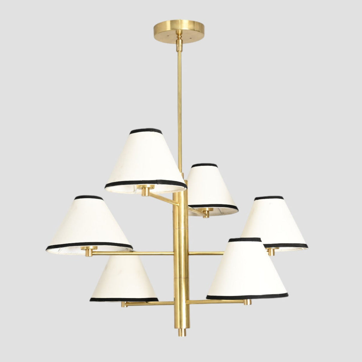 Handmade Mid-Century Brass Wall Light – Sleek cone shape, cloth shade