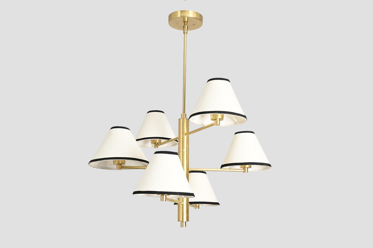 Handmade Mid-Century Brass Wall Light – Sleek cone shape, cloth shade