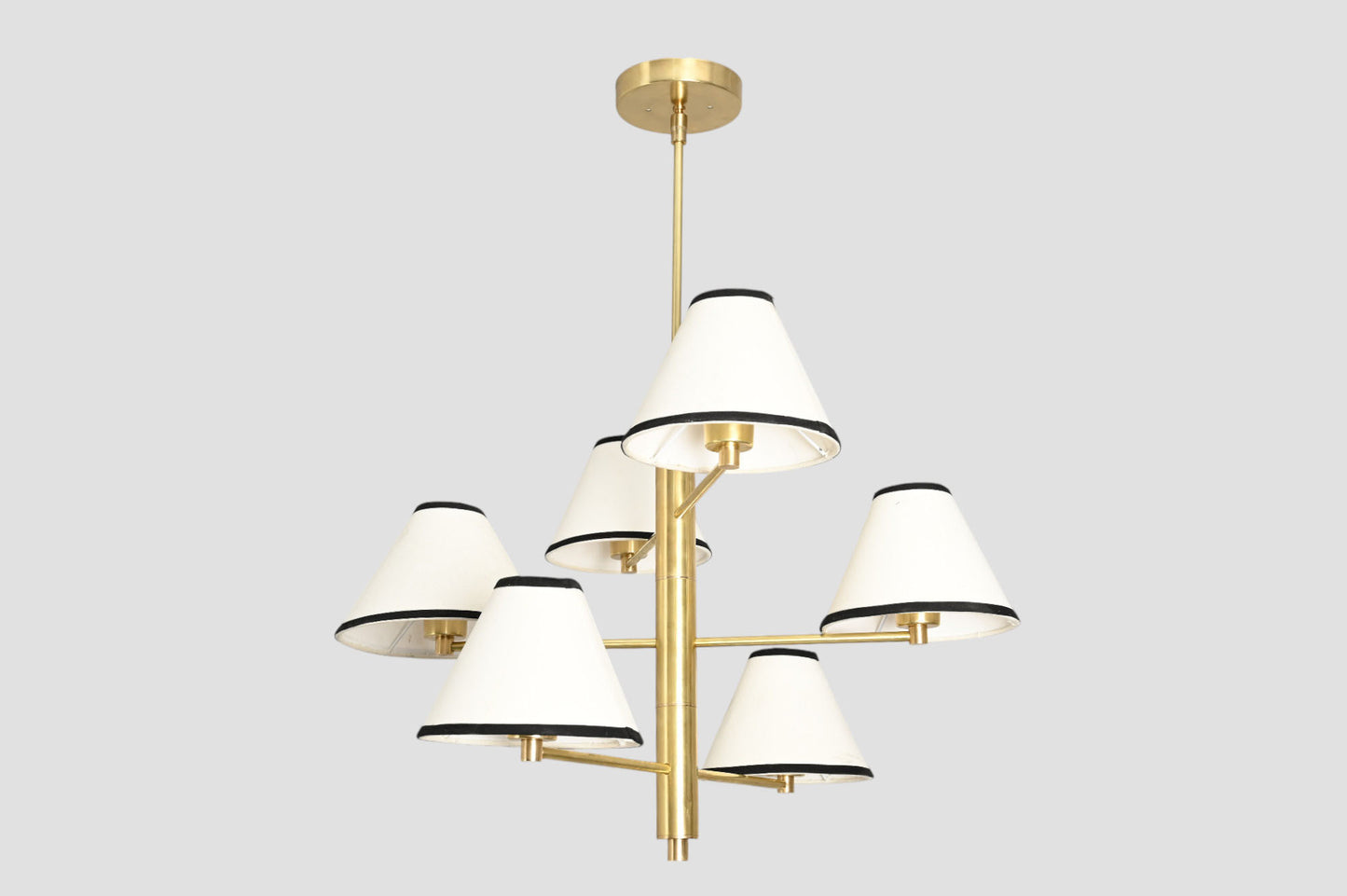 Handmade Mid-Century Brass Wall Light – Sleek cone shape, cloth shade