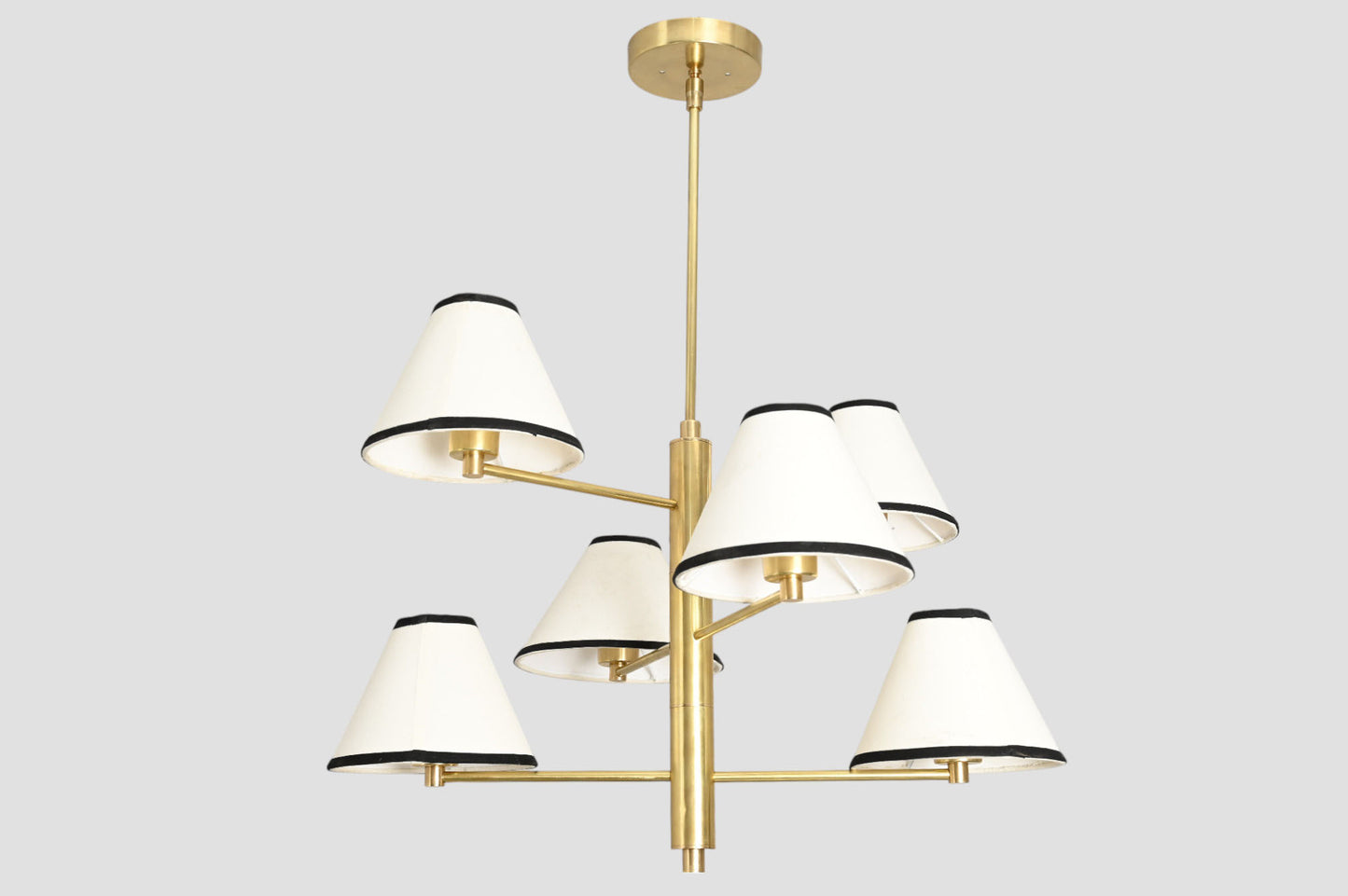 Handmade Mid-Century Brass Wall Light – Sleek cone shape, cloth shade