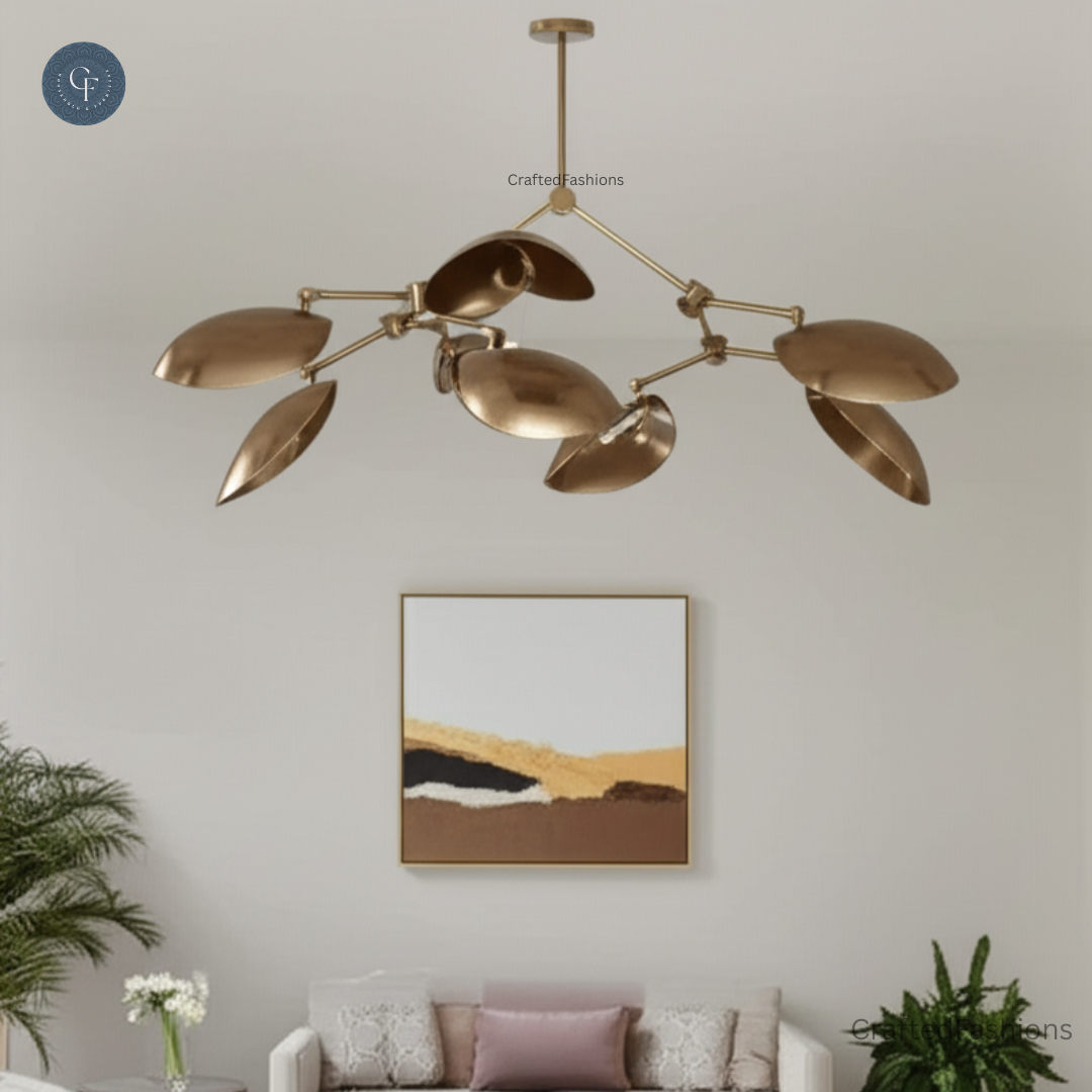 8-Shade Light Mid-Century Linear Brass Sputnik Chandelier – Magnificent design