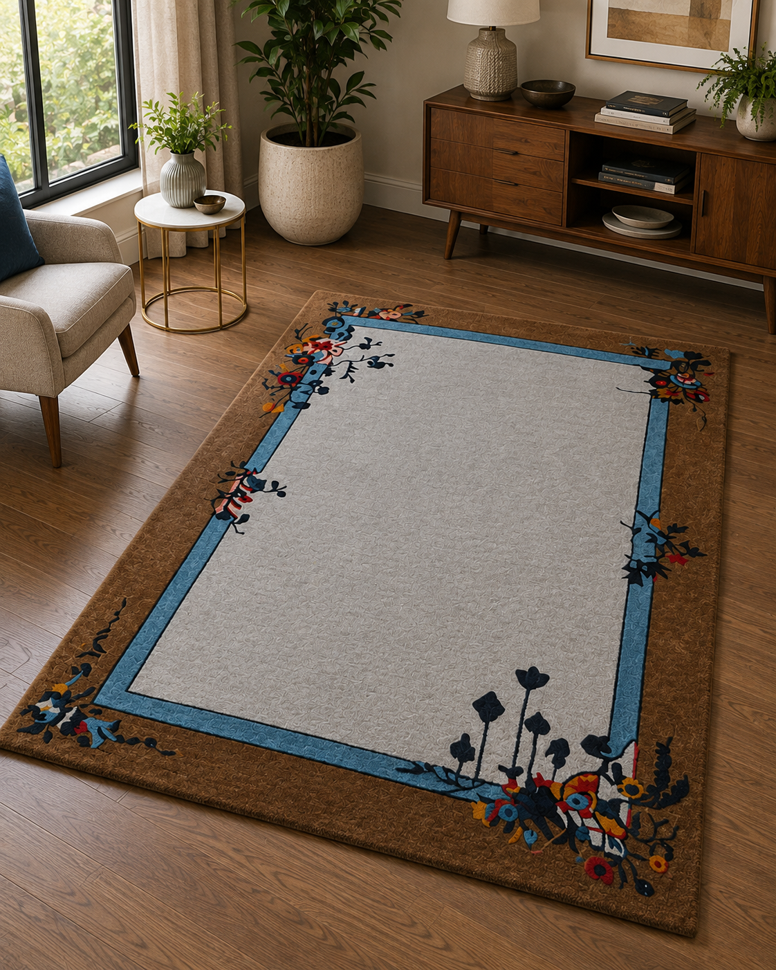 Hand-Tufted Floral Rug – Multi-Color Wool, Cut Pile – view 2