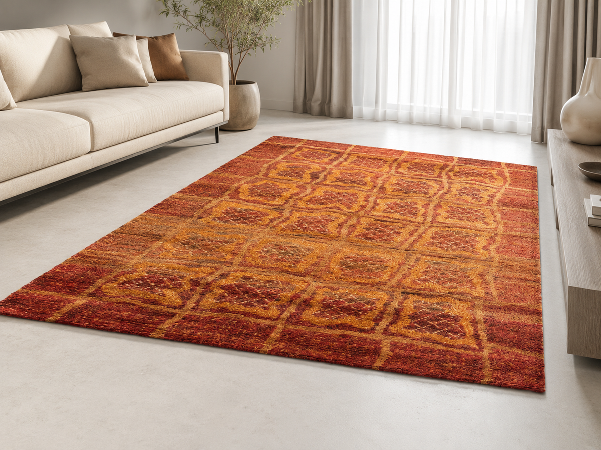 Hand-Knotted Modern Jute Rug – Multi-Color, Medium Cut Pile – view 3