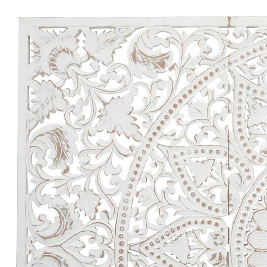 Hand Carved Mandala Wall Mount Wood Bed Headboard by Crafted Fashions