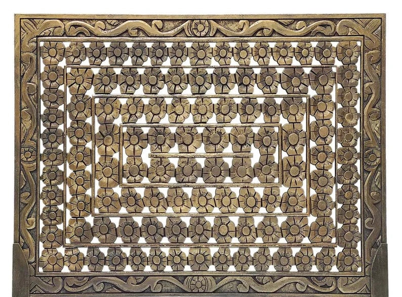 Hand Carved headboard with Mandala/Balinese designs Cendana Headboard