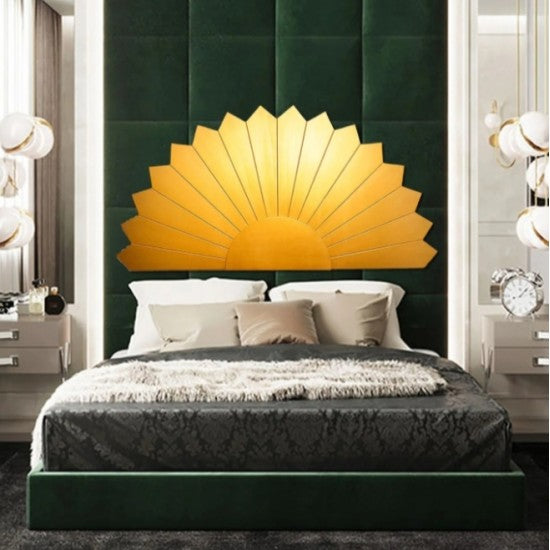 California King Luxury White Wash Half Sun Bed Headboard Wood Panel by Crafted Fashions