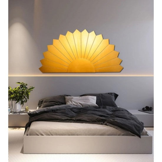 California King Luxury White Wash Half Sun Bed Headboard Wood Panel by Crafted Fashions