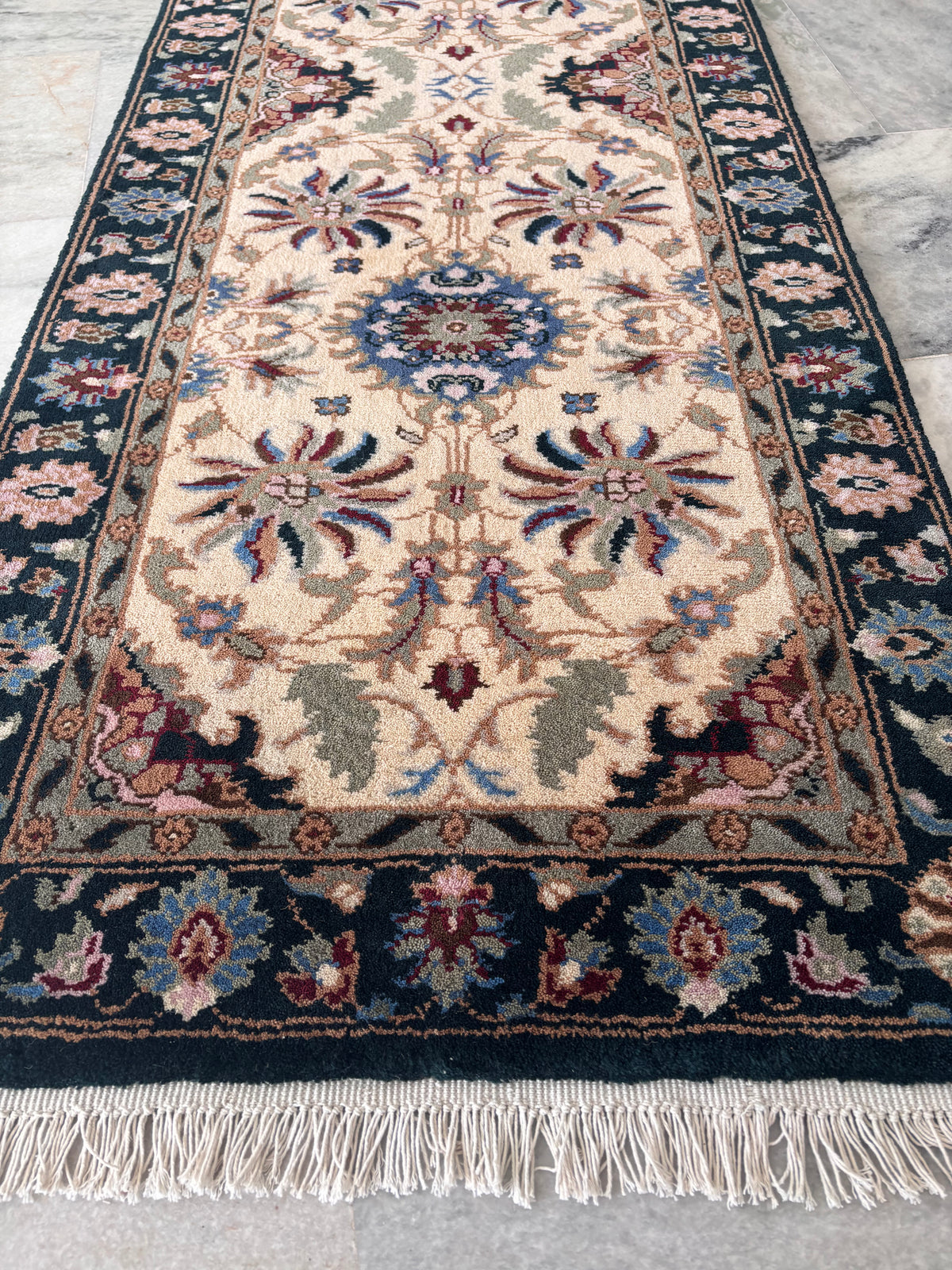 Hand-Knotted Persian Runner Rug – Multi-Color Wool & Cotton, Cut Pile – view 4