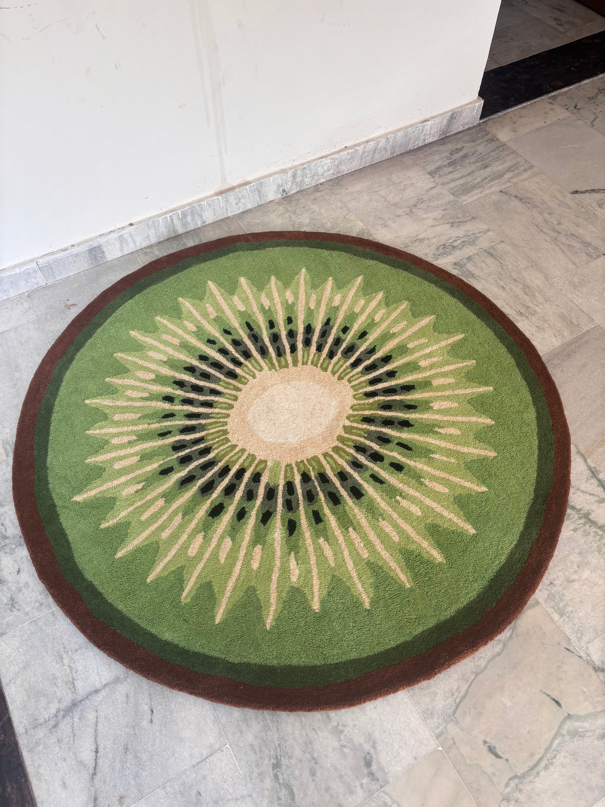 Hand-Tufted Kiwi Inspired Rug – Multi-Color Wool, Round Cut Pile – view 4