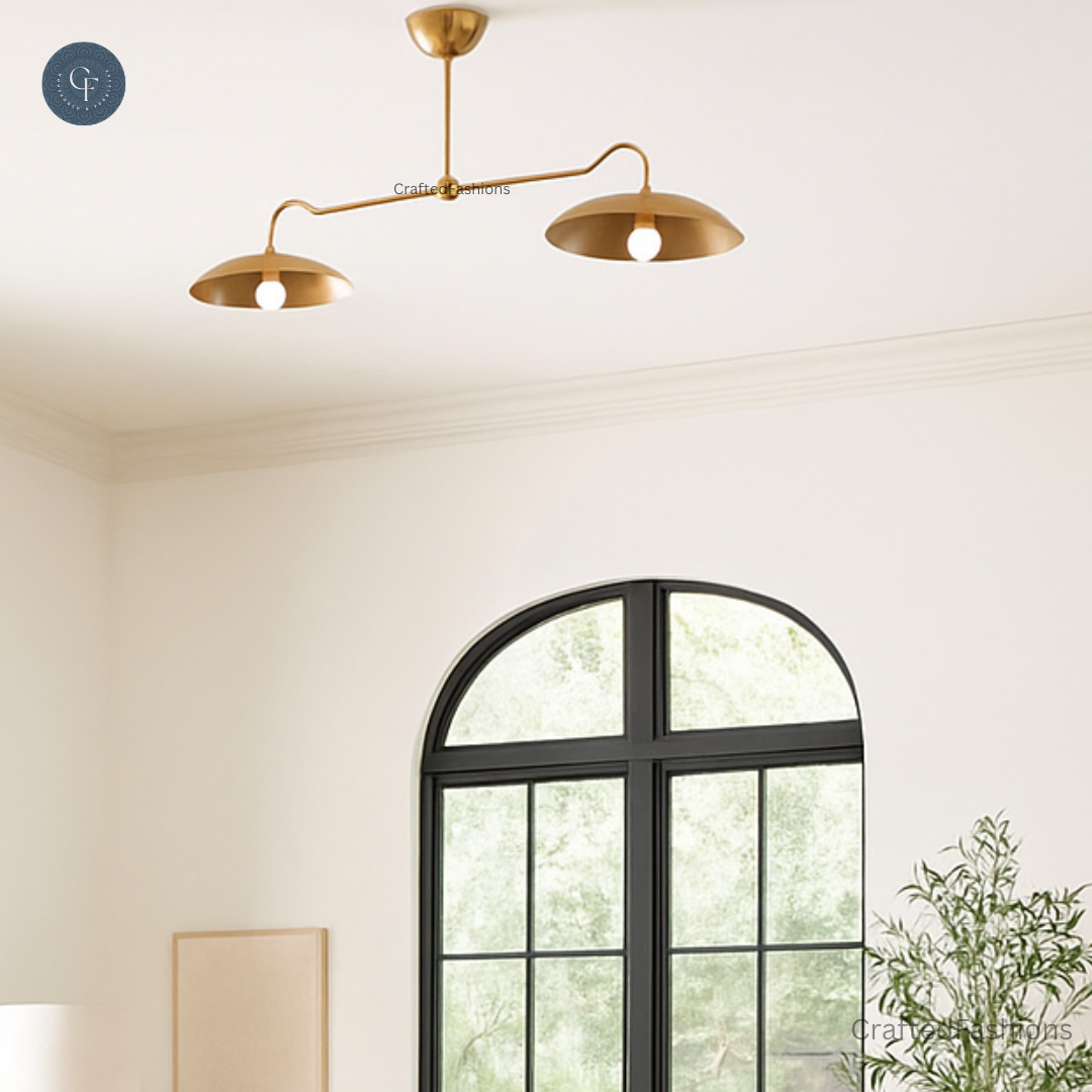 Mid-Century 2-Light Raw Brass Sputnik Pendant – Vintage and timeless