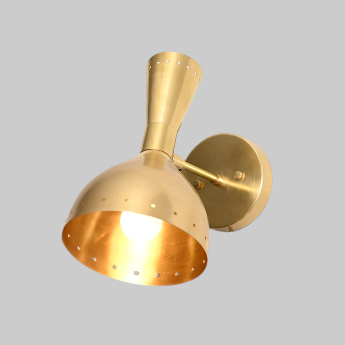 Handmade vintage light wall fixture with raw brass, mid-century Sputnik design