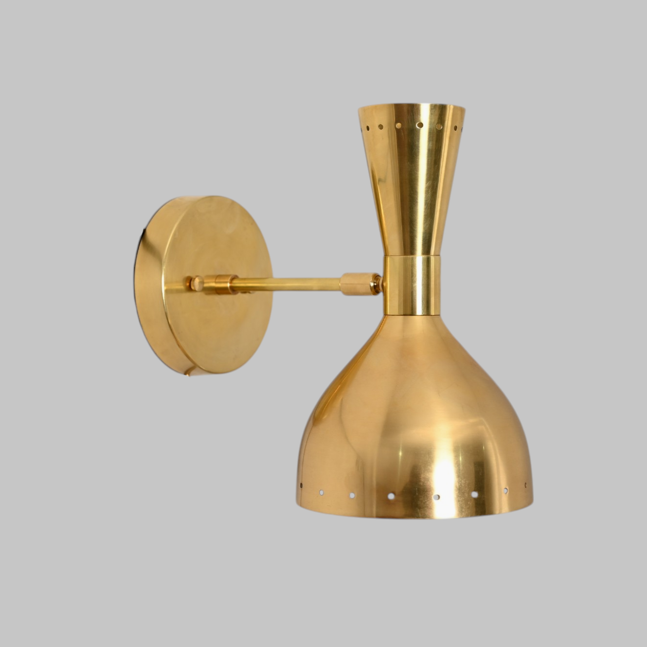 Handmade vintage light wall fixture with raw brass, mid-century Sputnik design