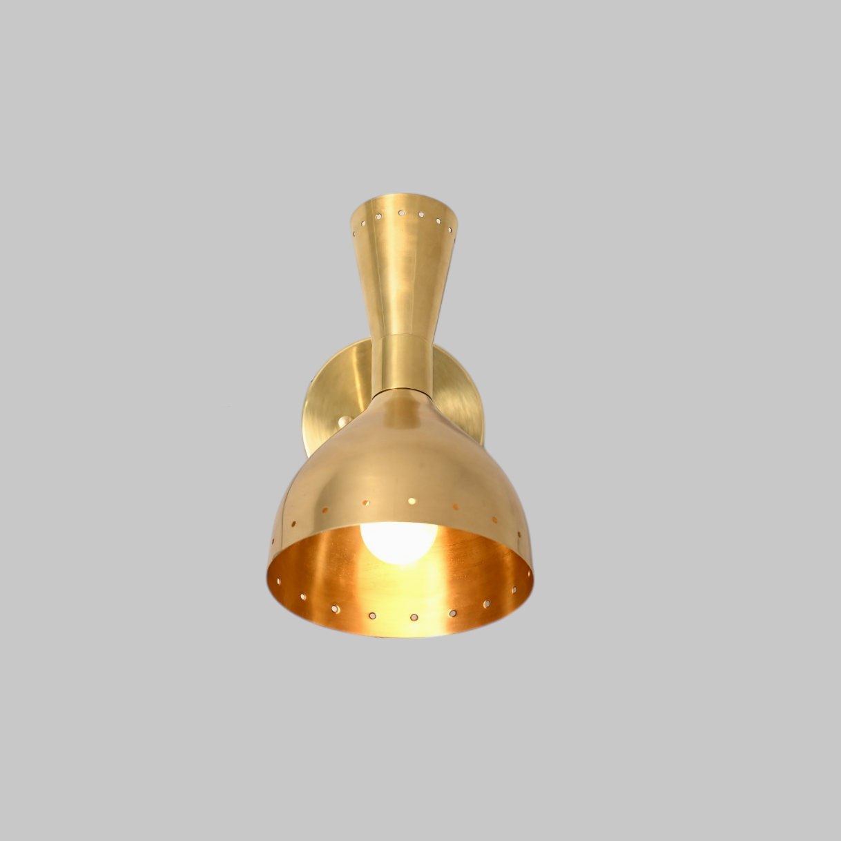 Handmade vintage light wall fixture with raw brass, mid-century Sputnik design