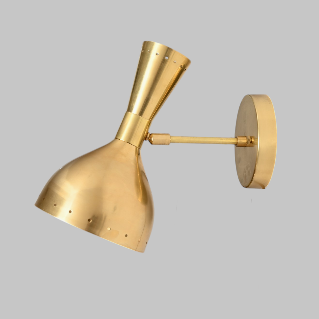 Handmade vintage light wall fixture with raw brass, mid-century Sputnik design