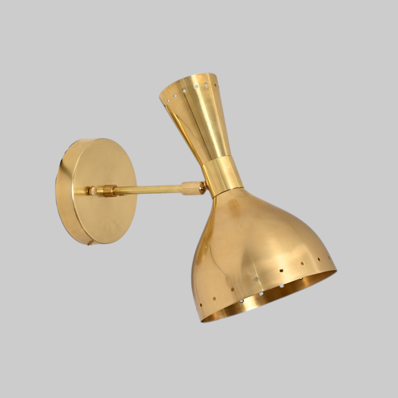 Handmade vintage light wall fixture with raw brass, mid-century Sputnik design