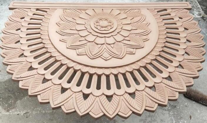 Luxurious White Washed half-moon Bed headboard with Balinese Design by Crafted Fashions