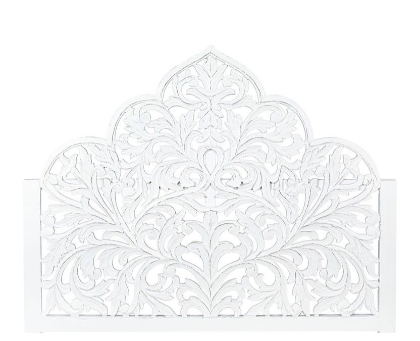 Hand Carved Mandala Wall Mount Wood Bed Headboard