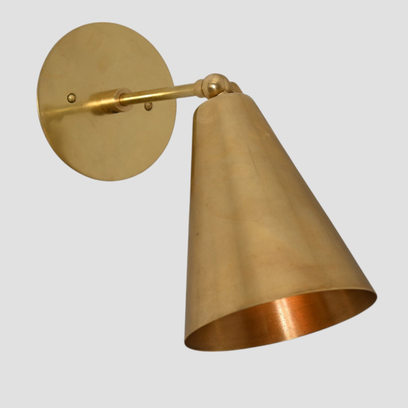 Cone Wall Light in Raw Brass – Sleek Mid-Century Modern Design