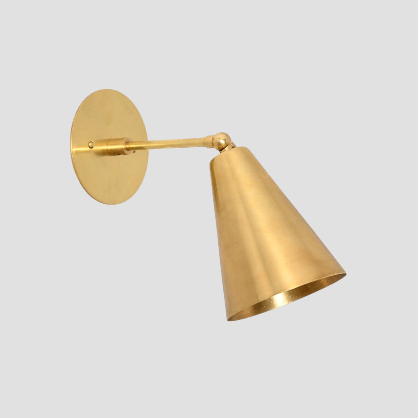 Cone Wall Light in Raw Brass – Sleek Mid-Century Modern Design