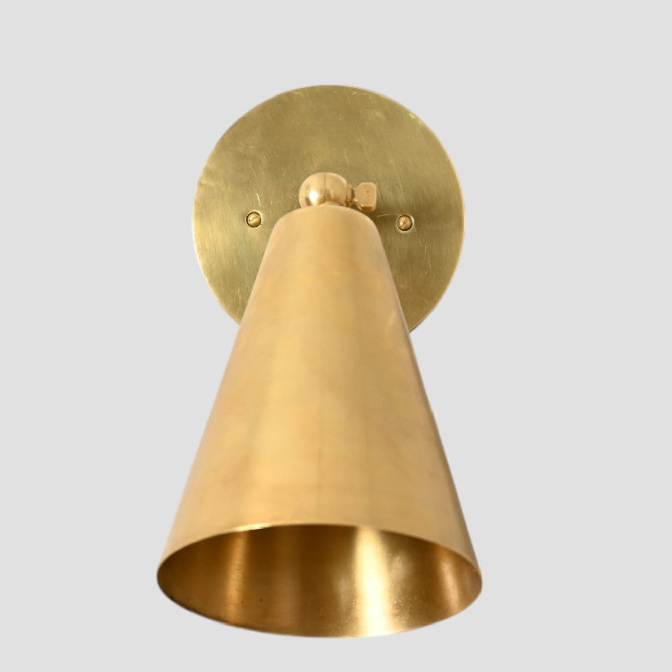 Cone Wall Light in Raw Brass – Sleek Mid-Century Modern Design