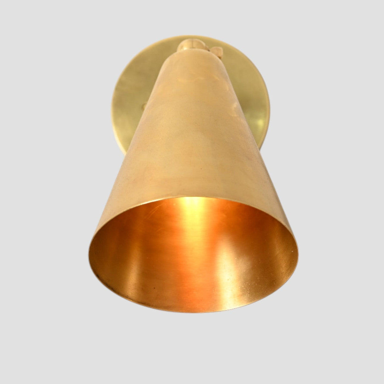 Cone Wall Light in Raw Brass – Sleek Mid-Century Modern Design