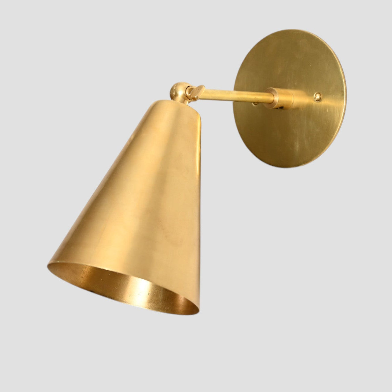 Cone Wall Light in Raw Brass – Sleek Mid-Century Modern Design
