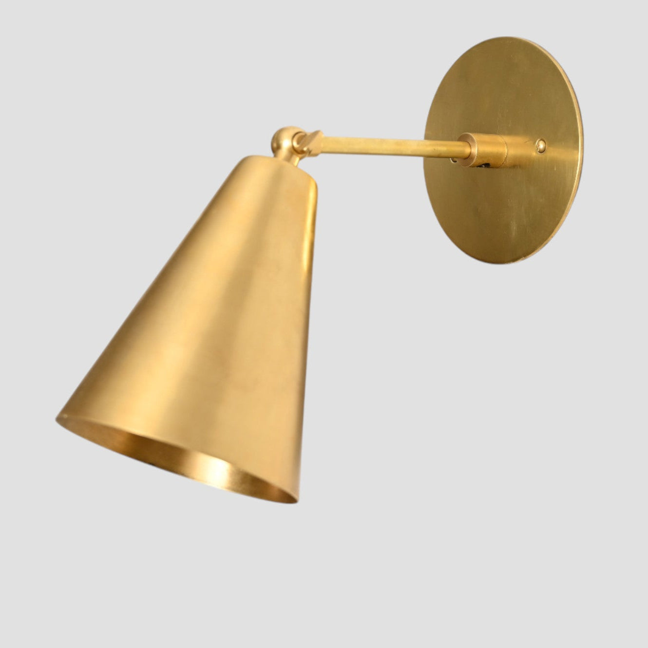 Cone Wall Light in Raw Brass – Sleek Mid-Century Modern Design