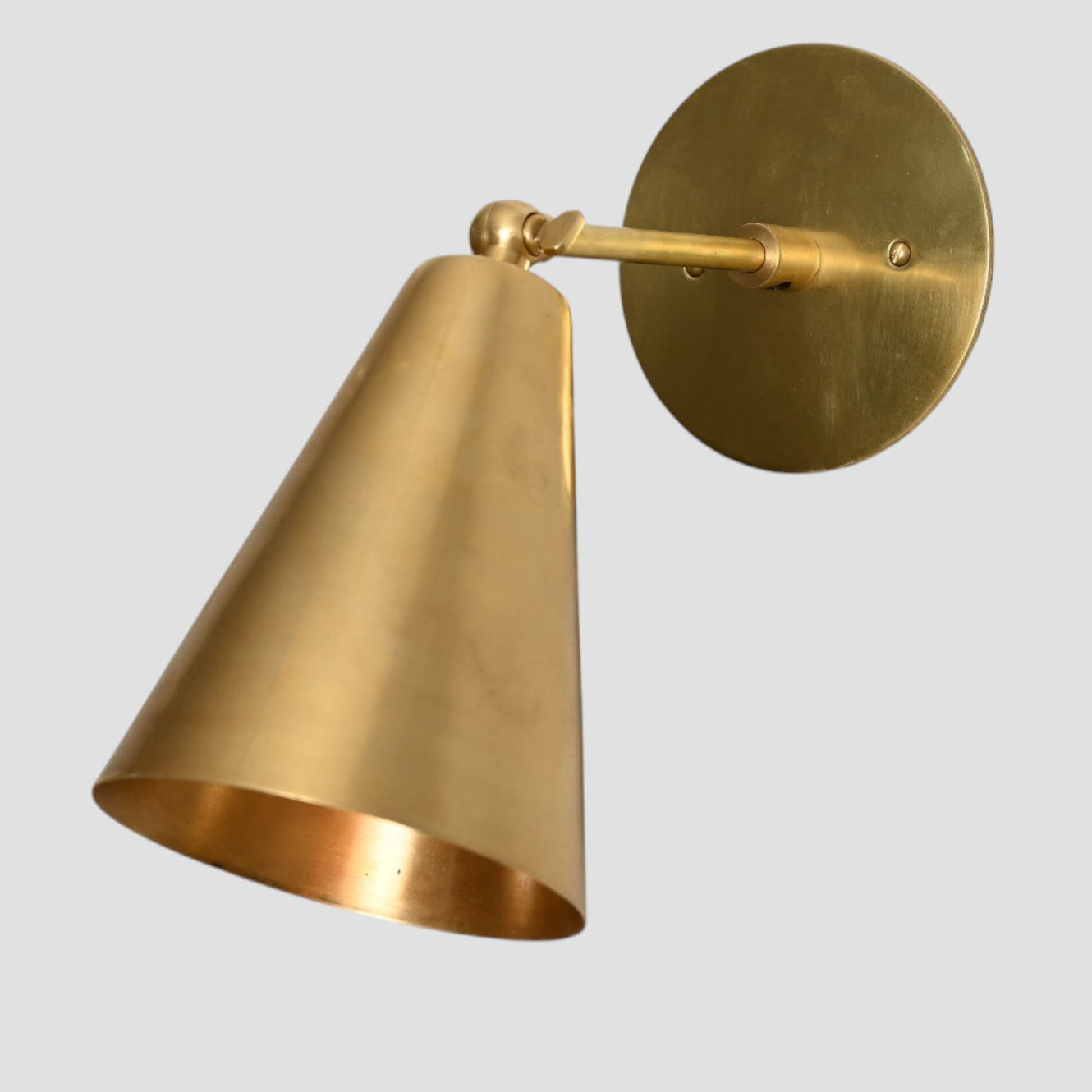 Cone Wall Light in Raw Brass – Sleek Mid-Century Modern Design