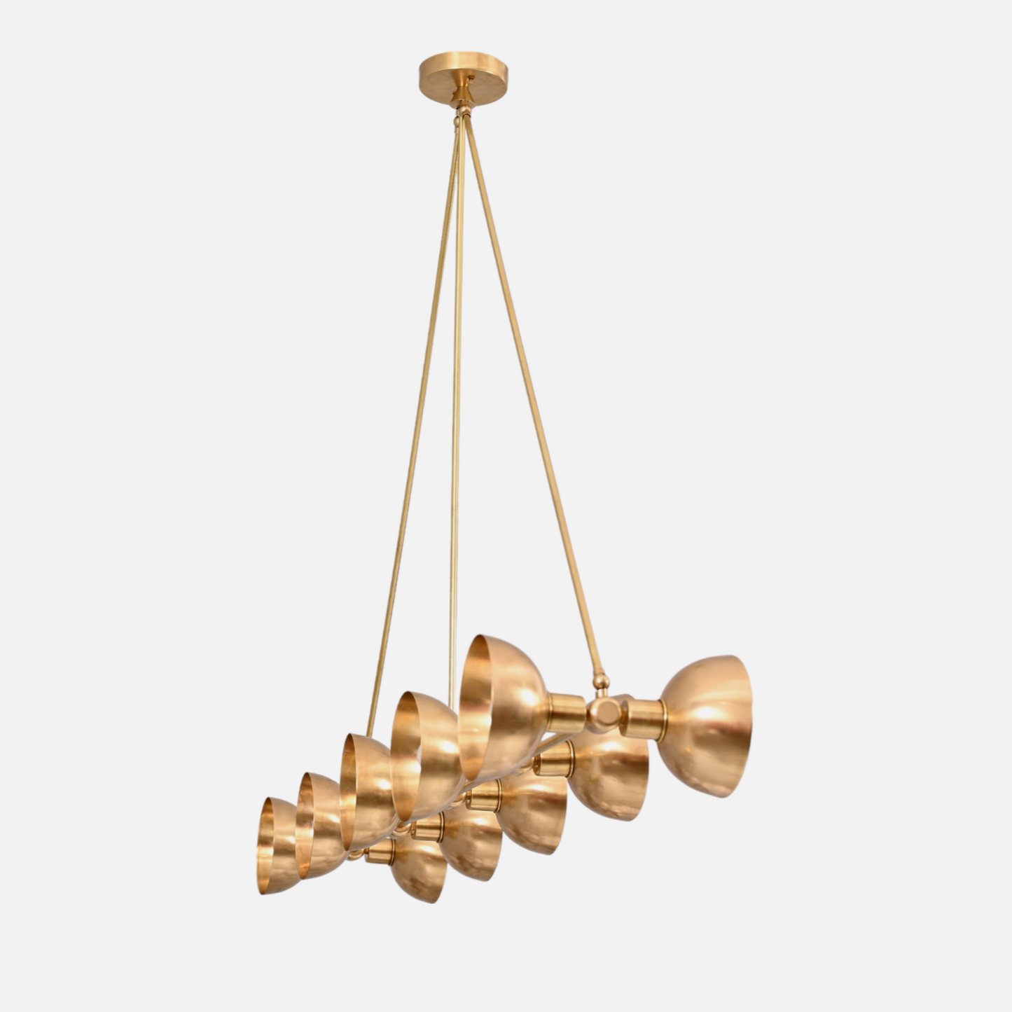 10-Light Half Dome Brass Sputnik Chandelier - Sleek Mid-Century Design for Any Room