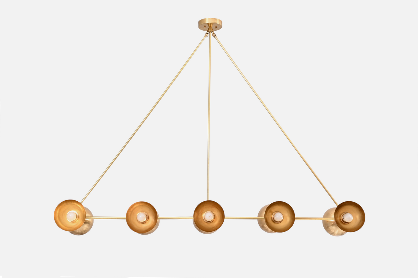 10-Light Half Dome Brass Sputnik Chandelier - Sleek Mid-Century Design for Any Room